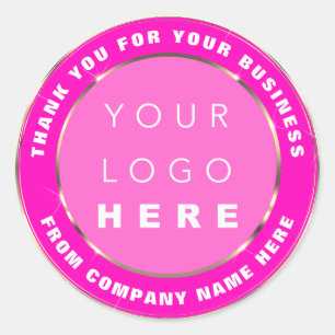 Web Naam logo Bedankt Gold Lijst Roze Berry Ronde Sticker