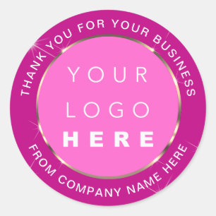 Web Naam logo Bedankt Gold Pink Berry Ronde Sticker