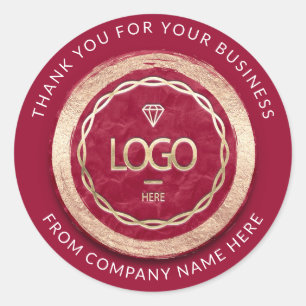 Web Naam logo Bedankt Roos Gold Maroon Ronde Sticker