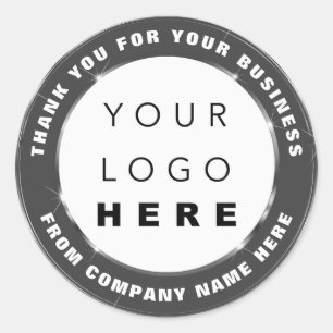 Web Naam logo Dank u Silver Grey Classic Ronde Sticker