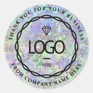 Web Naam Web Dank BedrijfsHolograaf Blauw Ronde Sticker