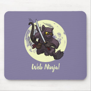 Web Ninja Springende Zwarte Kat Ninja Katana Carto Muismat