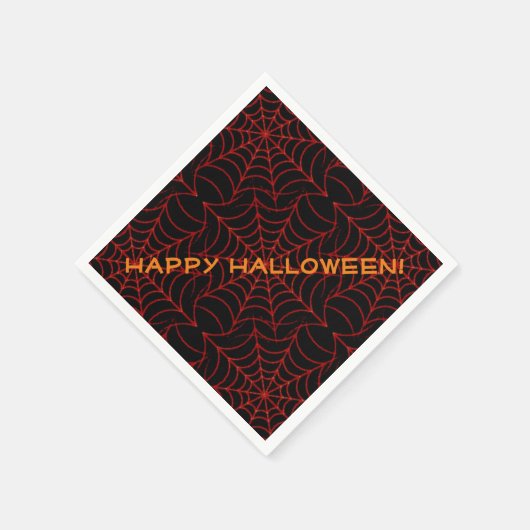 Web Pattern Napkins Black & Oranje Spider Servetten (Hoek)