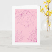 Web Roze pastel spider Kaart (Gele Bloem)