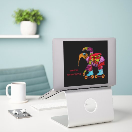 Webad Overcome Grand sticker vinyle (Ordinateur portable sur le bureau)