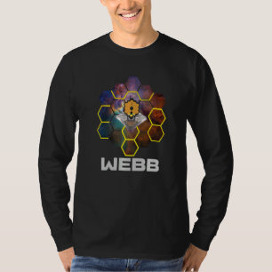 WEBB-ruimtetelescoop in nevel met verborgen WEBB-t T-shirt