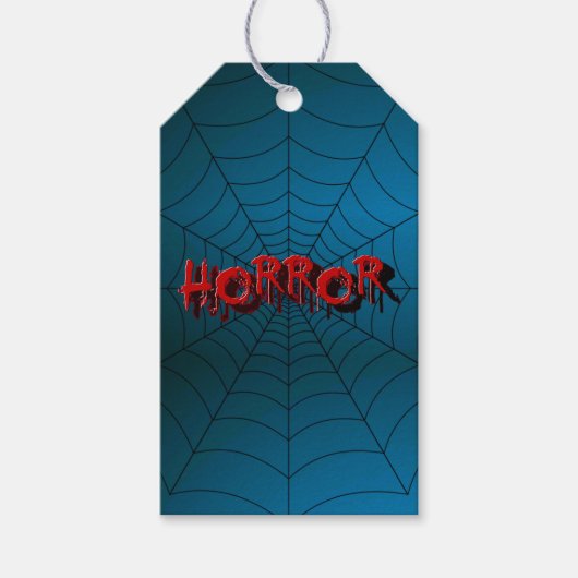 Webblauwe scène van Red Horror Spider van Hallowee Cadeaulabel (Voorkant)