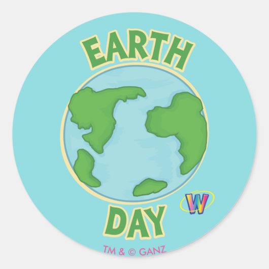 Webkinz Earth Day Ronde Sticker (Voorkant)