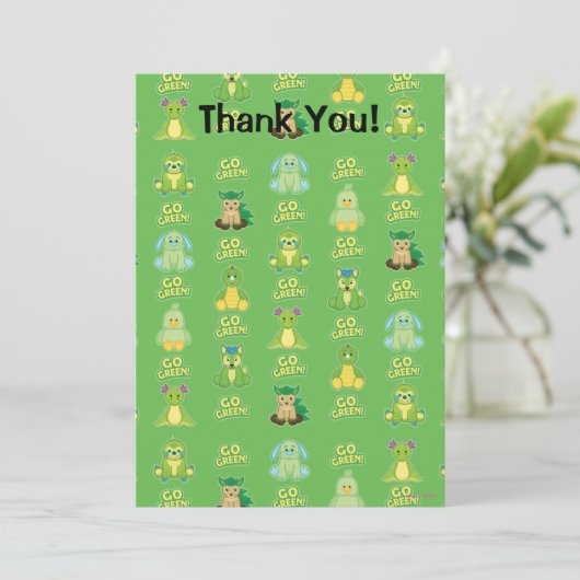 Webkinz Go Green Pattern Bedankkaart (Staand voorkant)
