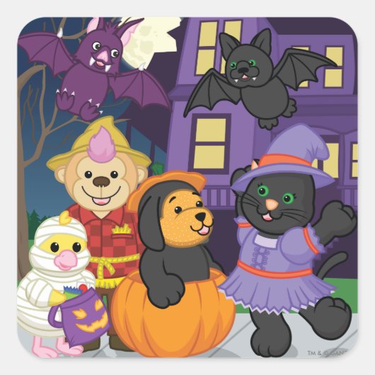 Webkinz Halloween Trick or treat Vierkante Sticker (Voorkant)