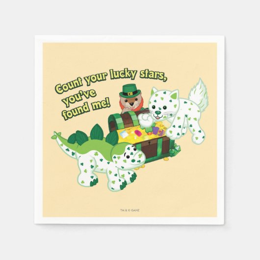 Webkinz Leprechaun Clover Cat Lucky Dino Servetten (Voorkant)