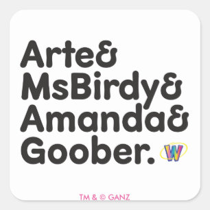 Webkinz Names Design Vierkante Sticker