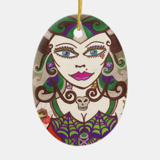 "Webmistress" Keramisch Ornament (Voorkant)