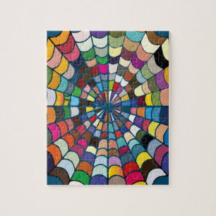 Webpatroon met meerdere kleuren vervormde spin legpuzzel