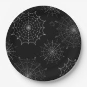 Webs met zwarte en witte halloween spin papieren bordje (Voorkant)