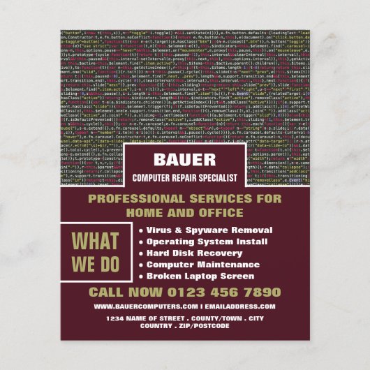 Webscript, Computer Repair Specialist Adverteren Flyer (Voorkant)