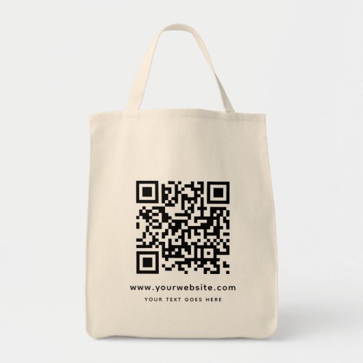 Website Adres QR code Upload uw Logo kruidenierswi Tote Bag (Voorkant)