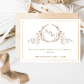 website Beige Cream Waterverf Monogram Weddenschap Informatiekaartje