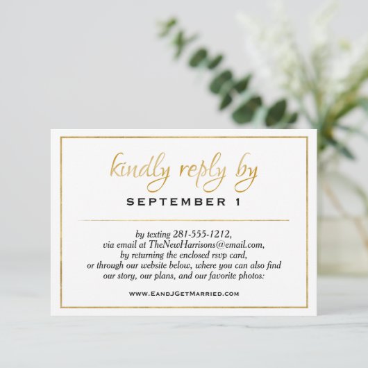 Website Elegant Gold Script Wedding/Reception RSVP (Staand voorkant)