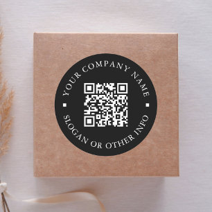 Website Link QR Code Minimale bedrijfsnaam zwart Ronde Sticker