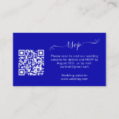 website met een blauwe trouwreactie QR-code RSVP Informatiekaartje (Achterkant)