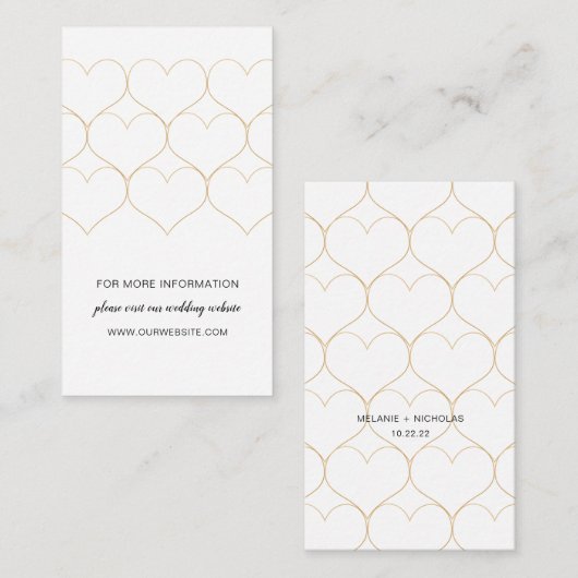 Website met een moderne goudhartenbruiloft of info informatiekaartje (Voorkant / Achterkant)
