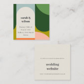 Website met kleurrijke Groovy Retro Arch Bold Wedd Vierkante Visitekaartje (Voorkant / Achterkant)