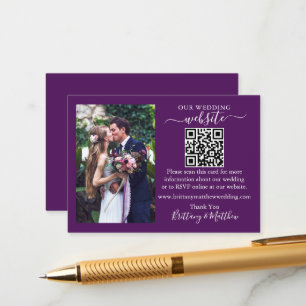 Website met minimalistische QR-foto Paars Informatiekaartje