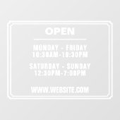 Website met openingsuren van de winkel transparant raamsticker (Vel)