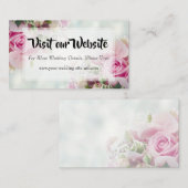 Website met roze Rozen en pony Wedding Informatiekaartje (Voorkant / Achterkant)