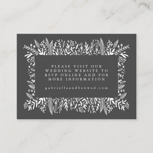 Website met tekenbruiloft voor zwarte en witte Flo Informatiekaartje (Voorkant)