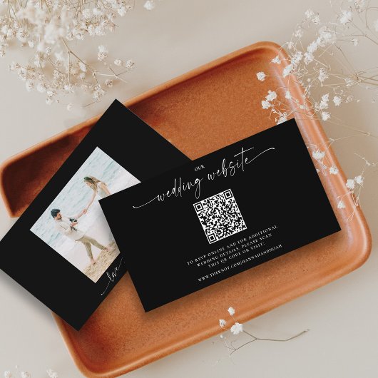 Website met zwart en wit bruiloft QR Code Foto Informatiekaartje