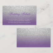 Website Paarse en Zilveren Glitter Wedding Informatiekaartje (Voorkant / Achterkant)