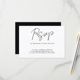 Website QR CODE BACK Eenvoudige moderne aangepaste RSVP Kaartje