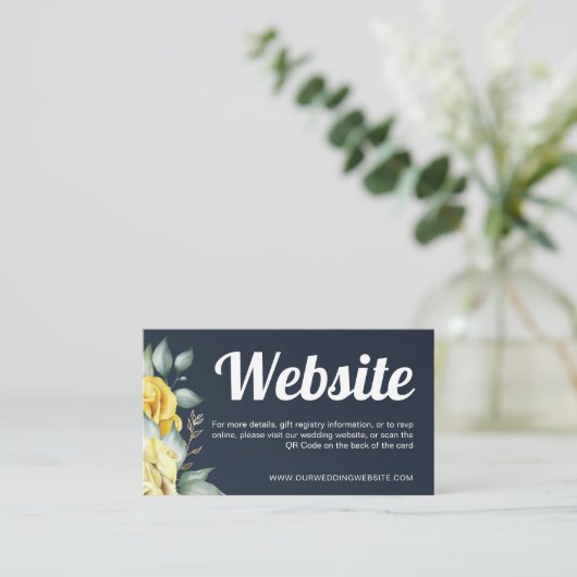 Website QR-code gele waterverf modern marineblauw Informatiekaartje (Staand voorkant)