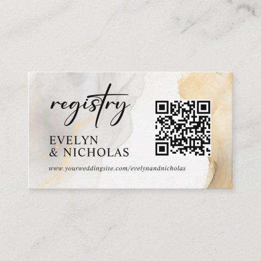 Website QR-code Register Goud Grijs Bloemen Bruilo Informatiekaartje (Voorkant)