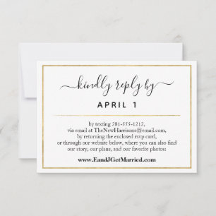 Website Simple Gold Script Weduwen/Ontvangen RSVP Kaartje