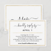 Website Simple Gold Script Weduwen/Ontvangen RSVP Kaartje (Voorkant / Achterkant)