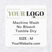Website Square White Garment Care Instruction Size Labels (Design 2)
