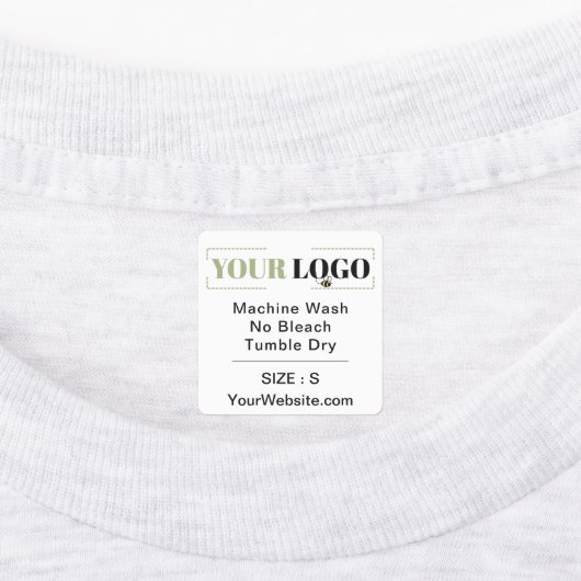 Website Square White Garment Care Instruction Size Labels (Aangebracht)