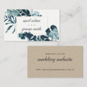 Website Tropische Monstera Blue Foliage Wedding Visitekaartje (Voorkant / Achterkant)