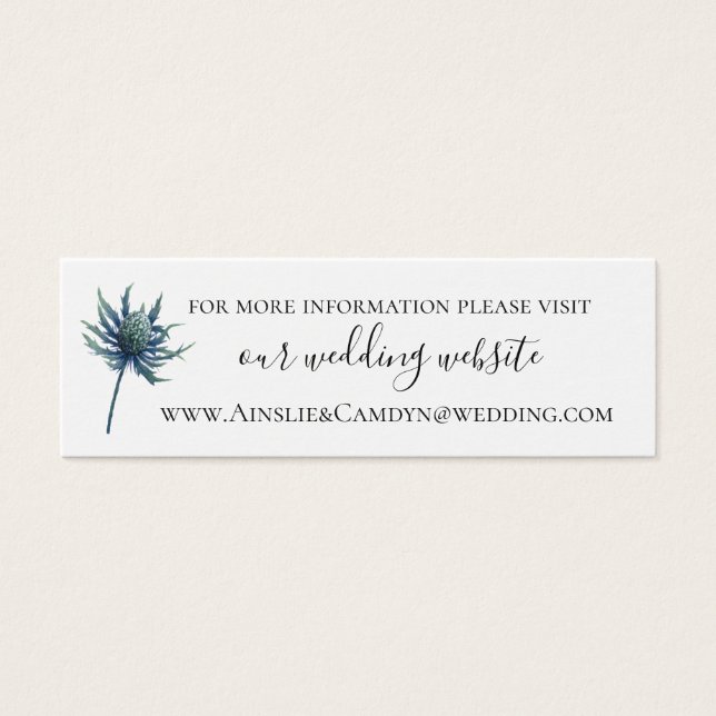 Website van Blue Thistle Botanical Wedding Mini Visitekaartjes (Voorkant)