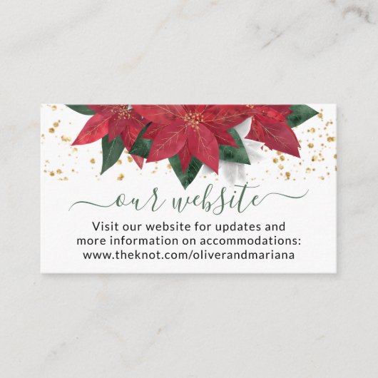 Website van Elegant Poinsettia met kerstbruiloft Informatiekaartje (Voorkant)