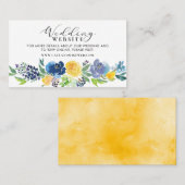 Website van het huwelijk Navy Blue en Yellow Flora Visitekaartje (Voorkant / Achterkant)
