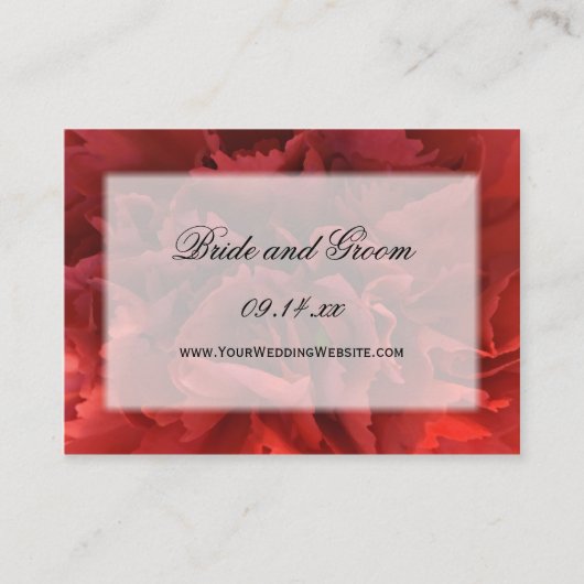 website van Red Carnance Floral Wedding Informatiekaartje (Voorkant)