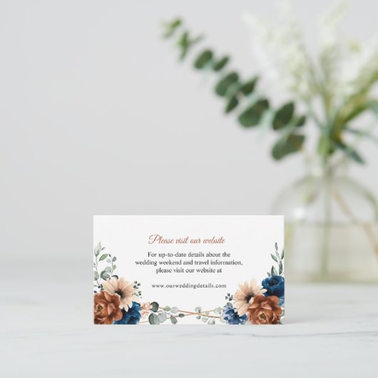 Website van Terracotta Navy Blue Greenery Informatiekaartje (Staand voorkant)