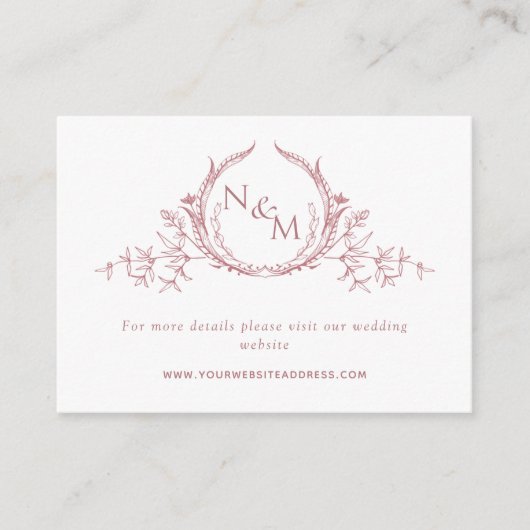 Website Waterverf monogram Roos Dusty  Informatiekaartje (Voorkant)