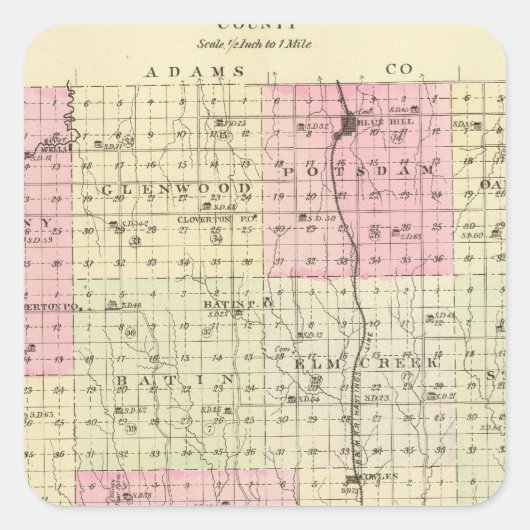 Webster County, Nebraska Vierkante Sticker (Voorkant)