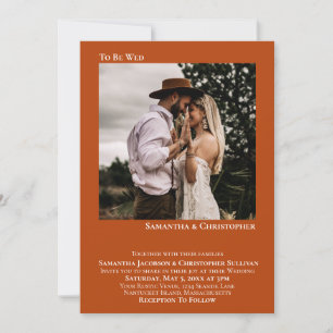 Wed minimalist Rust Oranje Photo Wedding Kaart