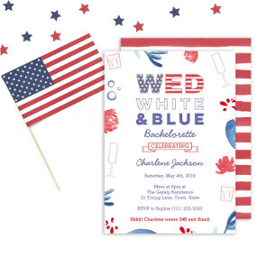 WED Rood Wit en Blauw Bruidsmeisje Bruiloft Borrel Kaart